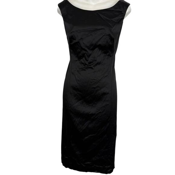 Guess Collection USA Made Satin Solid Little Black Dress V-Back Stretch sz 4 - Picture 1 of 16